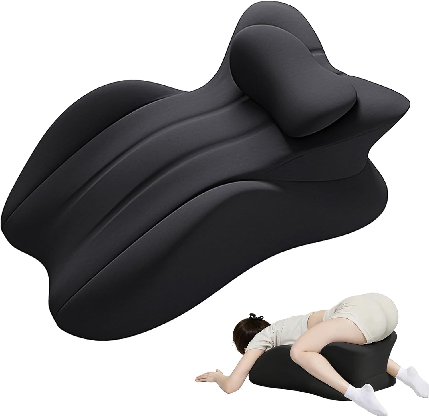 Memory Foam Wedge Pillow, 27° Angled Ergonomic Contoured Intimacy Couples Positioning Pillow for Reading, Back & Neck Support…