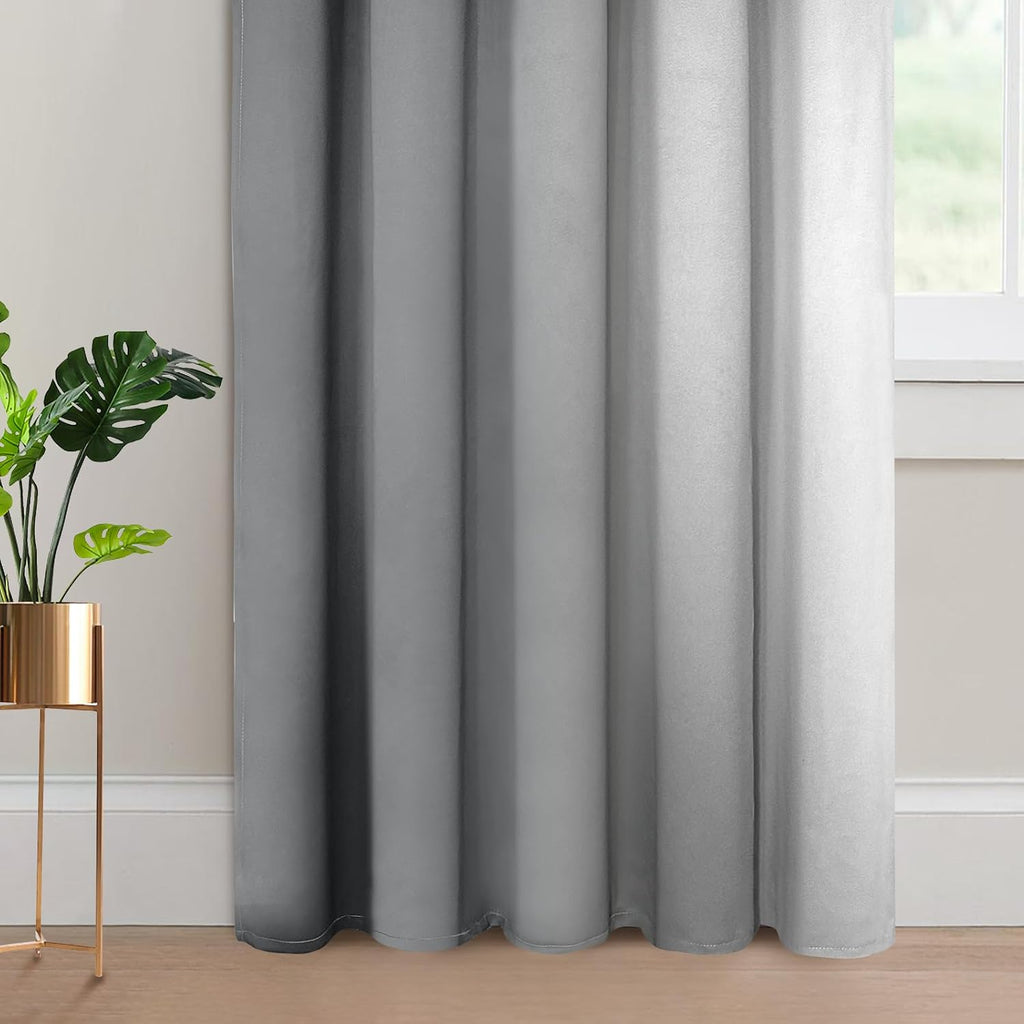 Yakamok Room Darkening Ombre Curtains 84 Inch Length, Grey and Greyish White Thermal Insulated Gradient Color Curtains, Light Blocking Gromm…