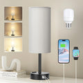 Fenmzee Grey Touch Bedside Lamp for Bedroom - 3 Way Dimmable Table Lamp USB C Charging Ports and AC Outlet, Small Desk Lamp for Living…
