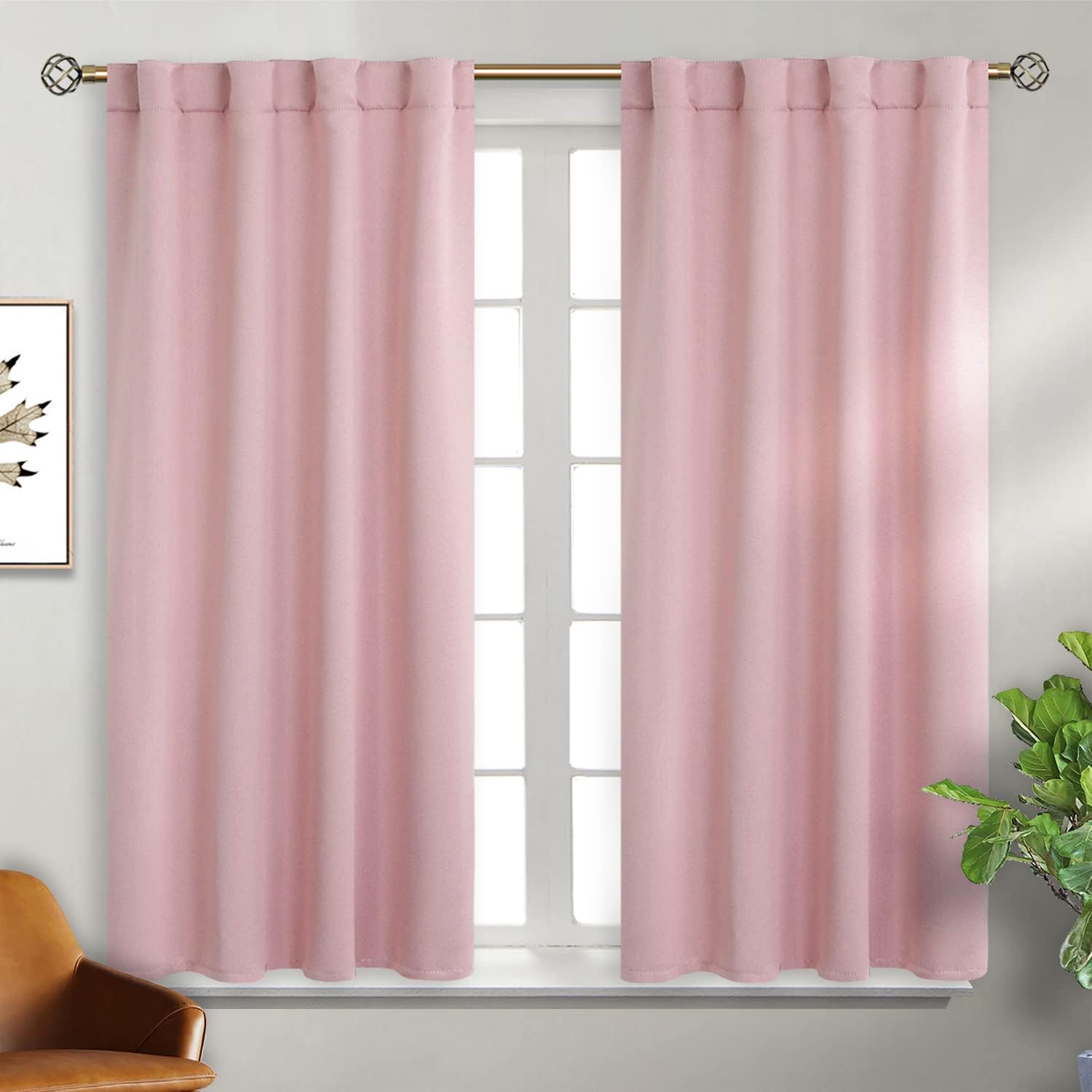 BGment Rod Pocket and Back Tab Curtains for Bedroom - Thermal Insulated Room Darkening Curtains for Living Room, 2 Window Curtain Panels (3…