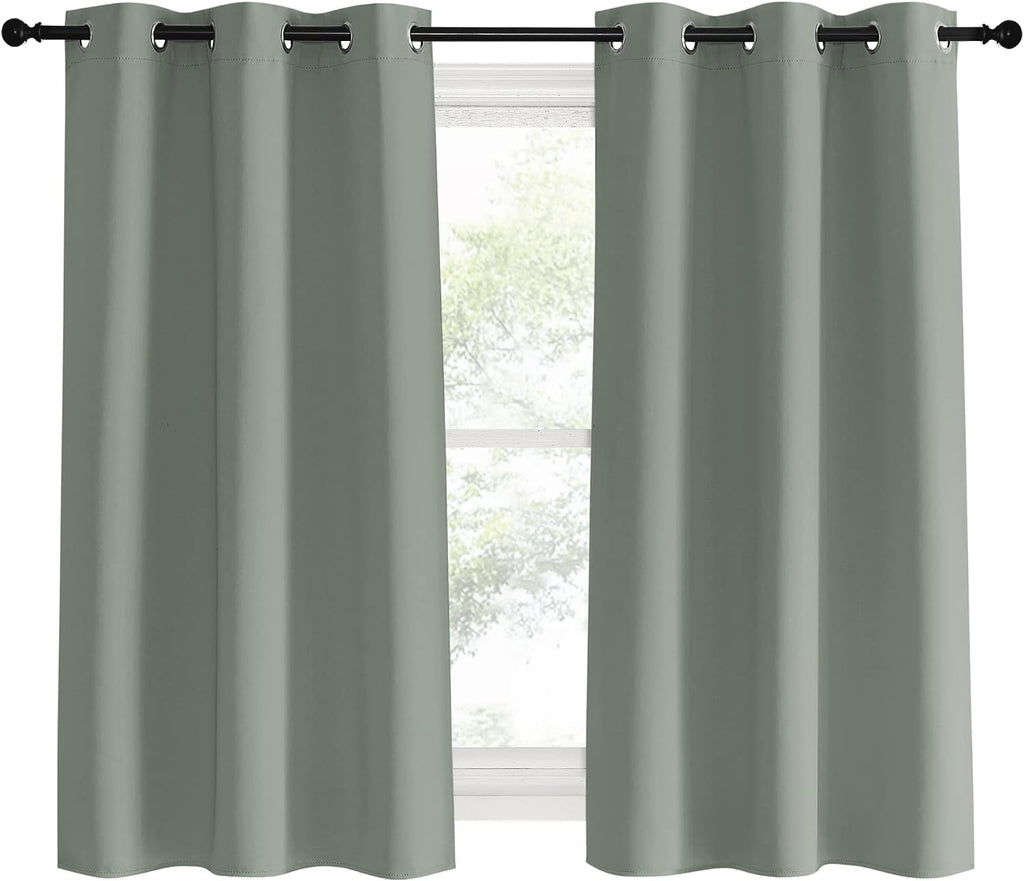 NICETOWN Bedroom Curtain Panels Blackout Draperies, 1 Pair, 42 by 60 inches, Greyish Green, Thermal Insulated Solid Grommet Blackout…