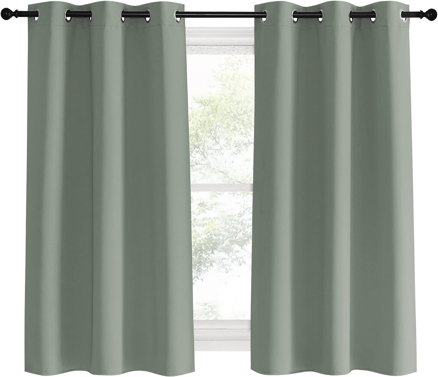 NICETOWN Bedroom Curtain Panels Blackout Draperies, 1 Pair, 42 by 60 inches, Greyish Green, Thermal Insulated Solid Grommet Blackout…