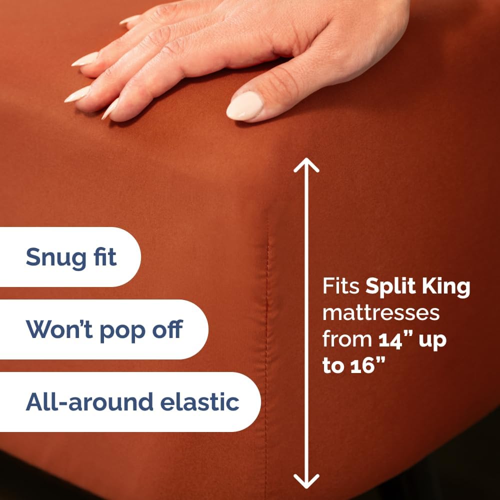 Flex Top Split Head King 4 Piece Sheet Set - Ultra-Soft, Breathable & Cooling Bed Sheets Set - Hotel Luxury Bedding for Women & Men with…