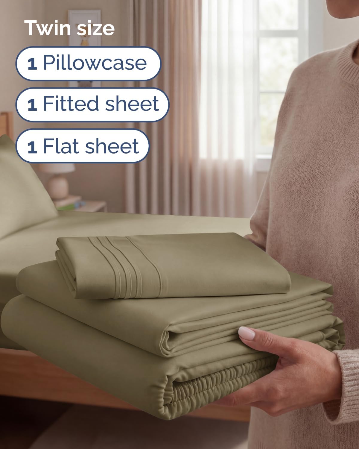 Twin Size 3 Piece Sheet Set - Comfy Breathable & Cooling Sheets - Hotel Luxury Bed Sheets for Women & Men - Deep Pockets, Easy-Fit, Extra…