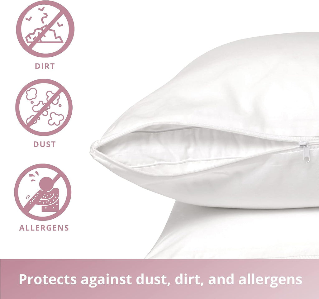 CirclesHome Pillow Protectors 2 Pack Body (20 x 55) Zippered - 100% Cotton Breathable Pillowcases - Protects Pillows from Dirt, Dust and De…