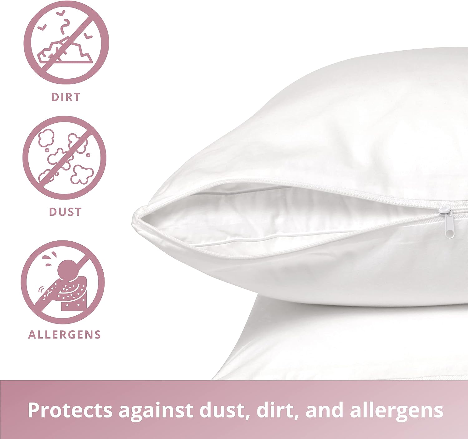 CirclesHome Pillow Protectors 2 Pack Body (20 x 55) Zippered - 100% Cotton Breathable Pillowcases - Protects Pillows from Dirt, Dust and De…