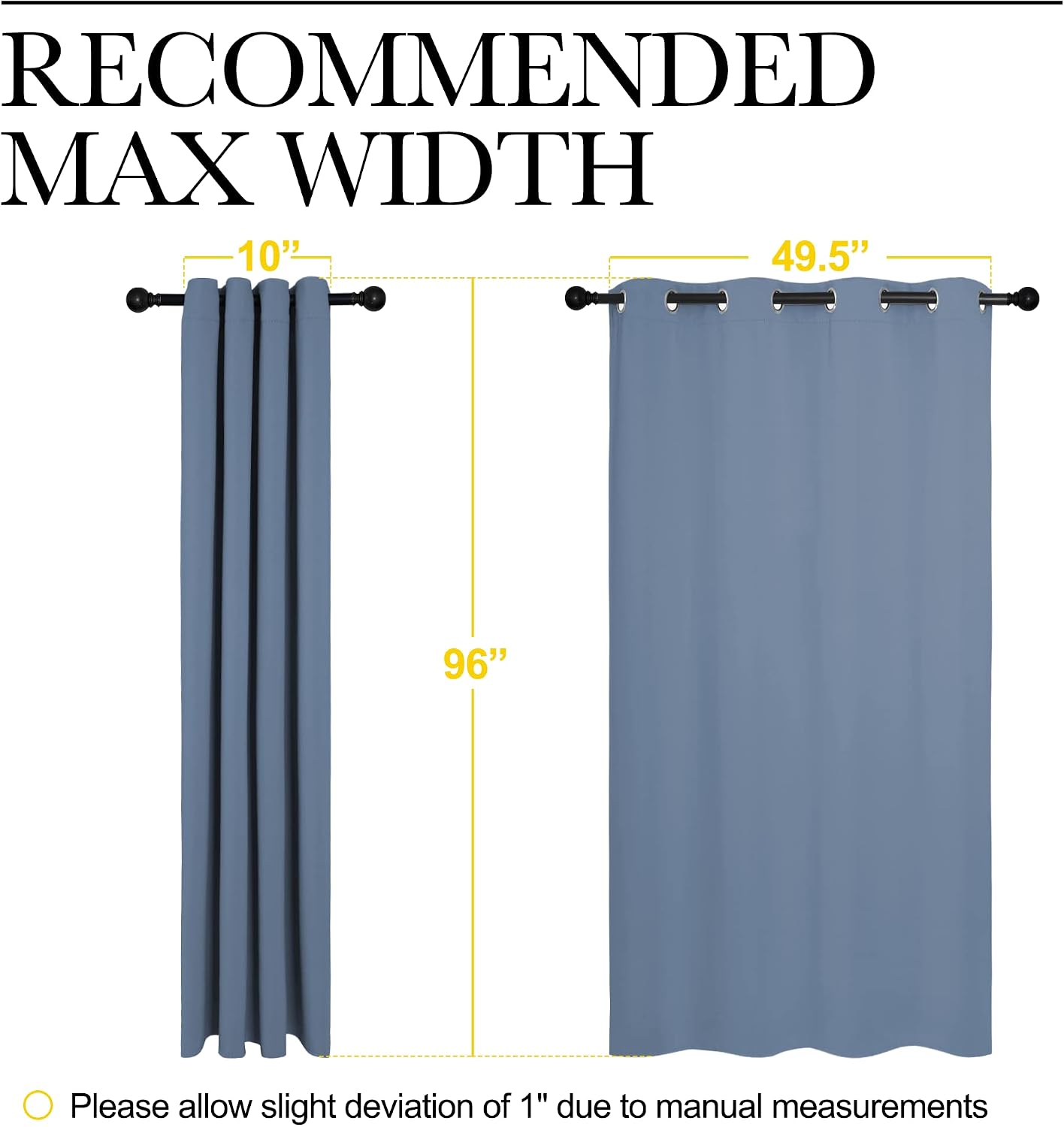 Nicetown Stone Blue Room Darkening Curtain Panels 96" Length for Bedroom Living Room, Thermal Insulated Blackout Draperies for Home Decorat…