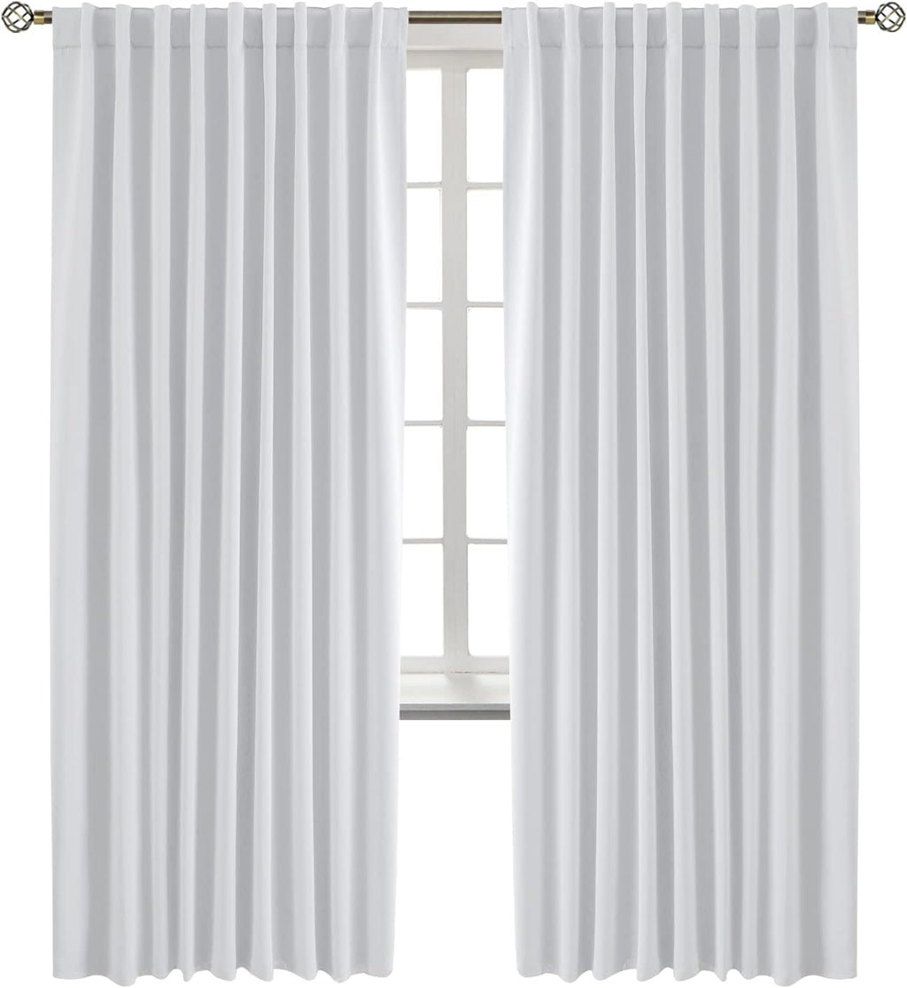 BGment White Curtains for Bedroom - 84 Inch Rod Pocket and Back Tab Thermal Insulated Room Darkening Curtains for Living Room, 2 Curtain Pa…