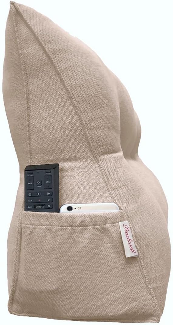 Peachwell Handmade Headboard Pillow-King Size Wedge Support Large Bolster Cushion Headboard Backrest Pillow for Bed Rest with Two Large…