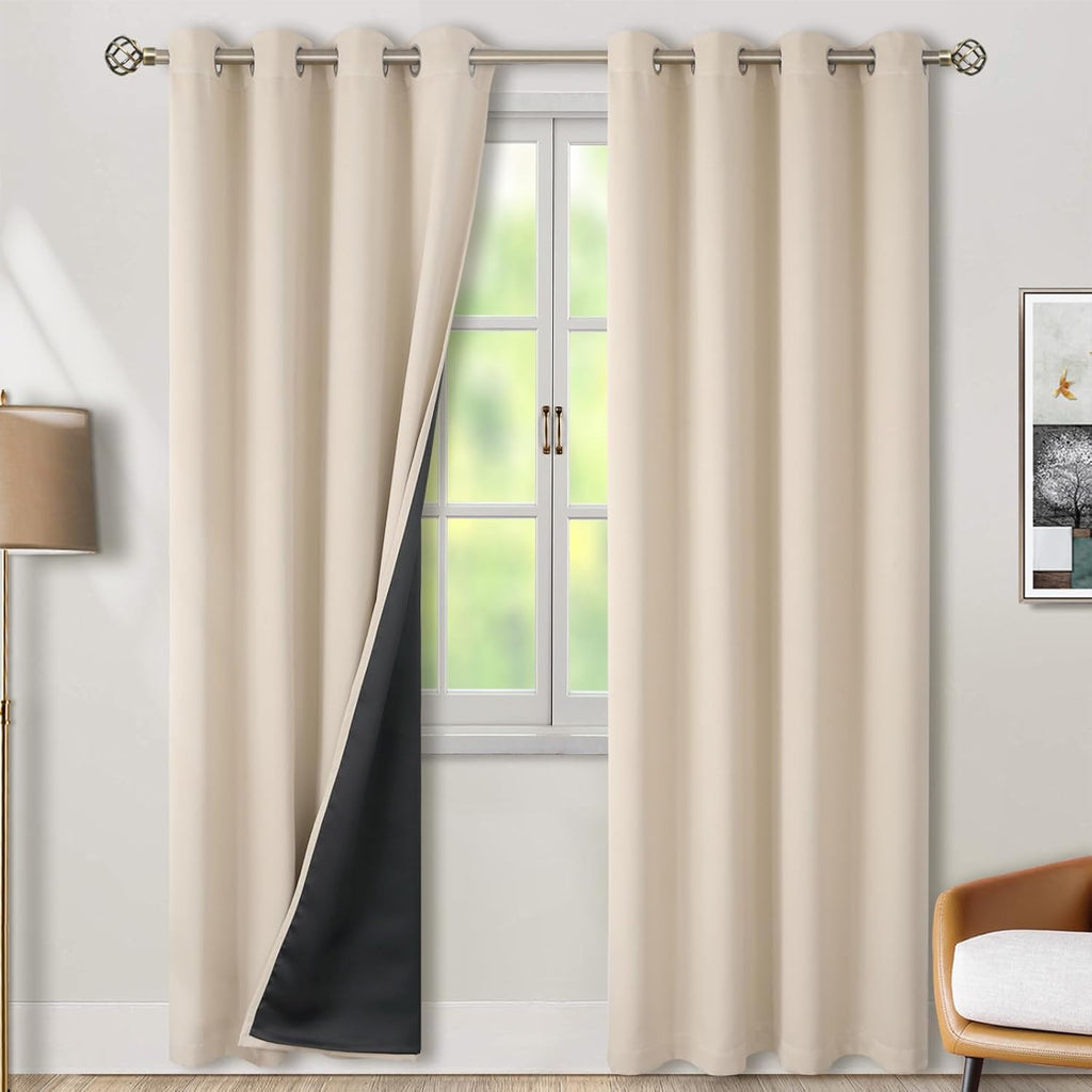 BGment Thermal Insulated 100% Blackout Curtains 84 Inch Length 2 Panels, Total Light Blocking Curtains for Bedroom, Grommet Window Drapes w…