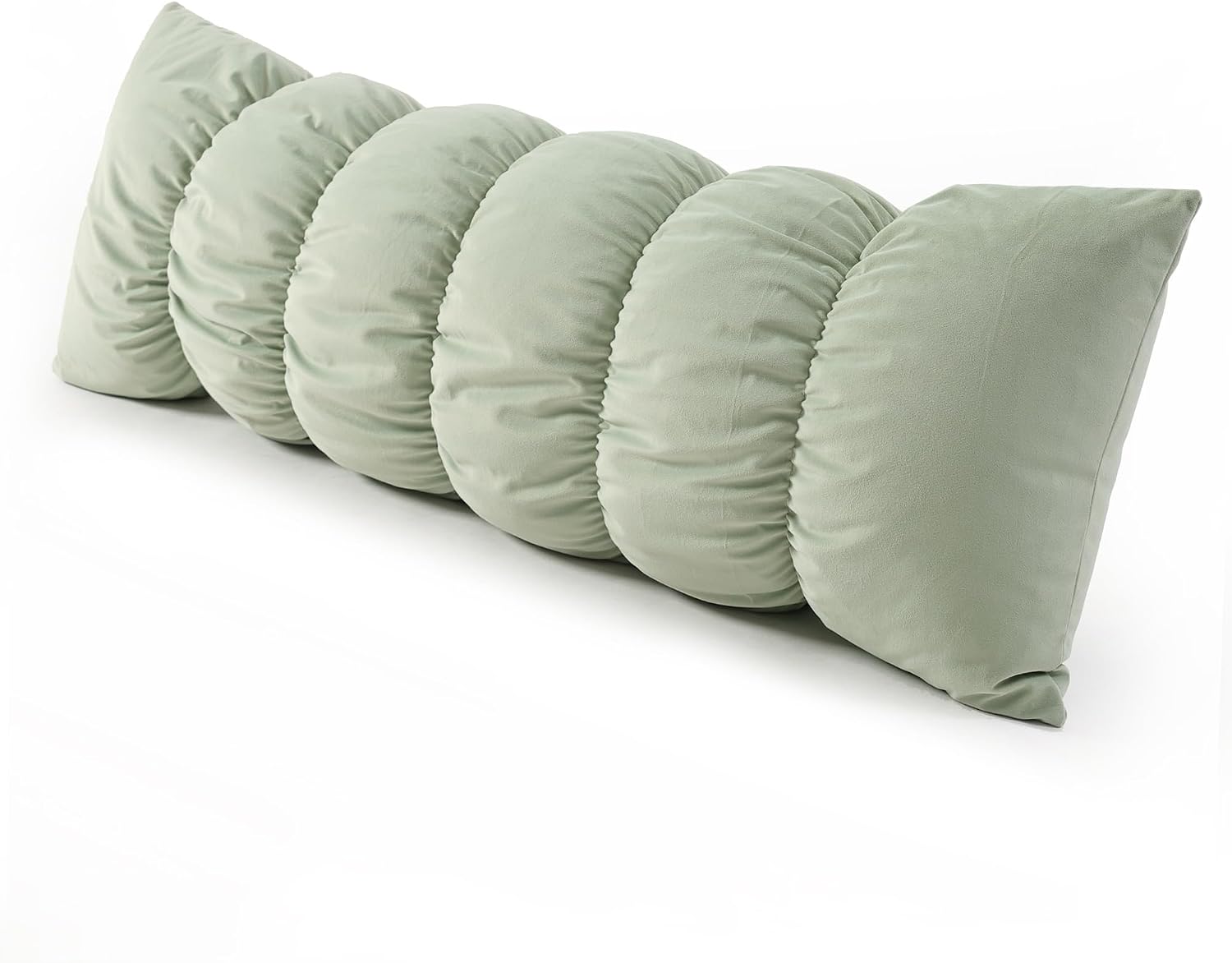 Ailuteie Pat. Pend. Long Pillow for Bed, Segmented Body Pillow for Adults and Side Sleepers with Soft Velvet Washable Pillowcase (Celadon G…
