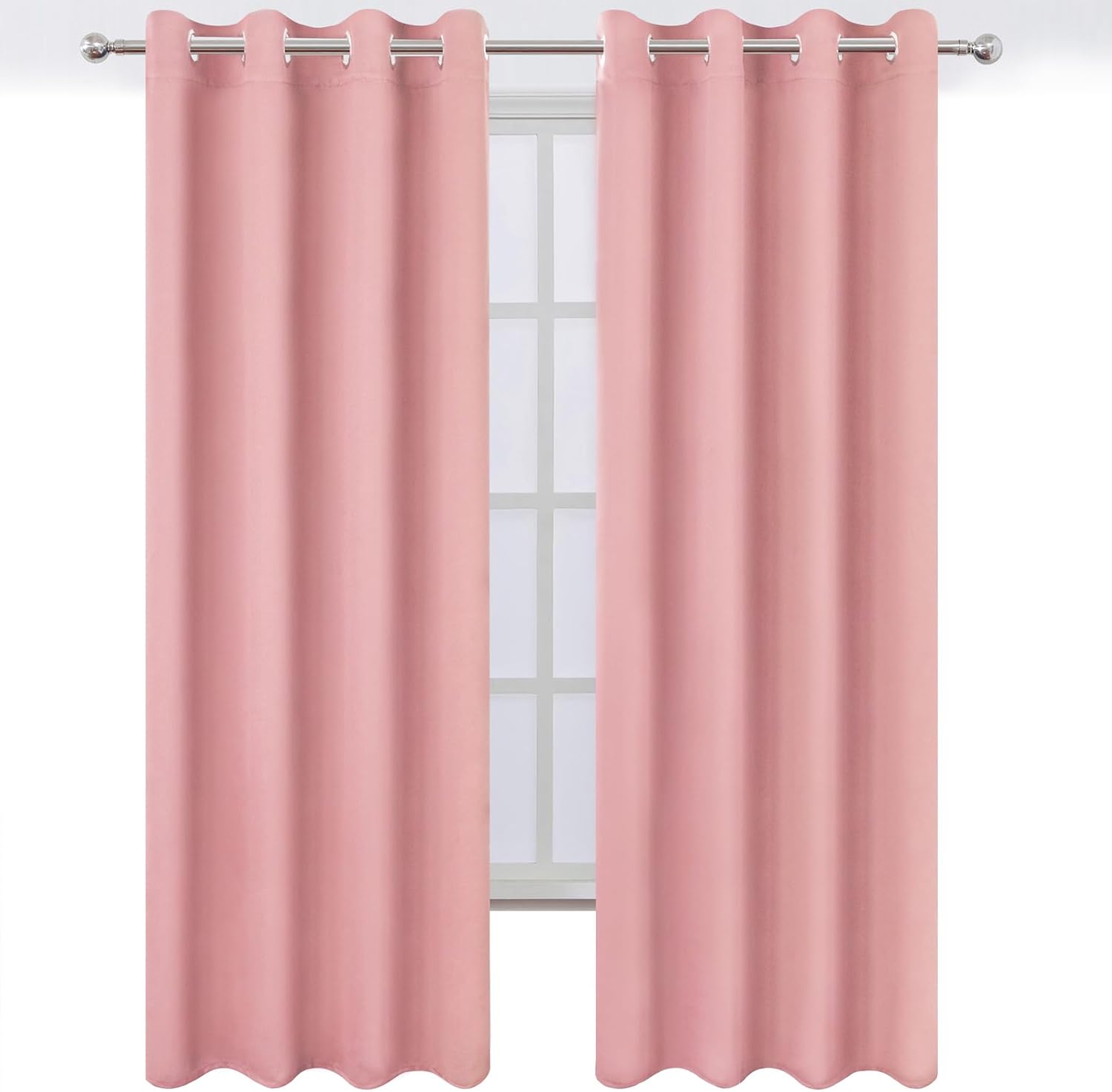 Lemomo Blackout Curtains 52 x 90 Inch Long Pink Curtains Set of 2 Panels Room Darkening Curtains for Bedroom and Living Room 90 Inch Pink