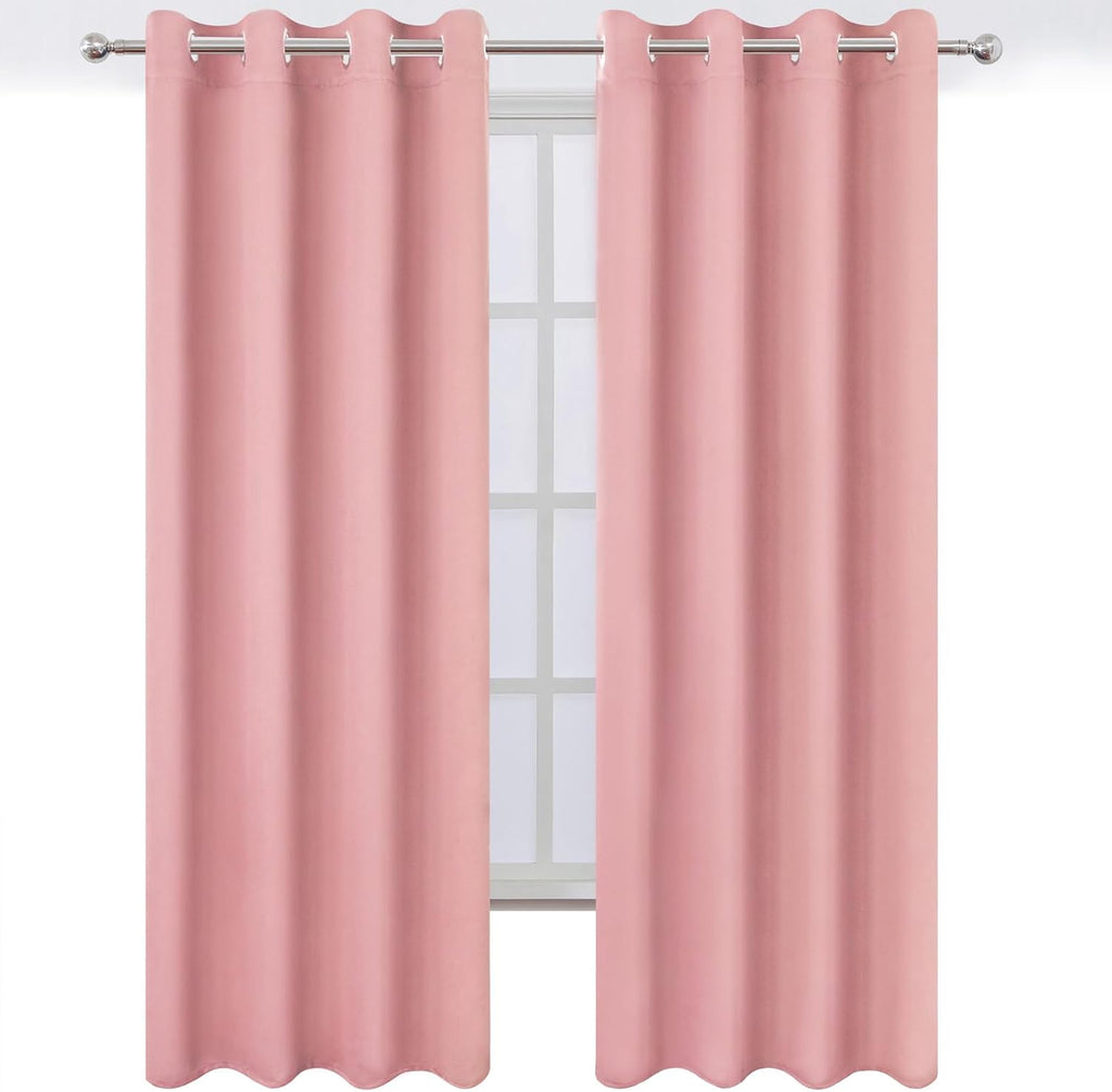 Lemomo Blackout Curtains 52 x 120 Inch Long Pink Curtains Set of 2 Panels Room Darkening Curtains for Bedroom and Living Room 120 Inch Pink