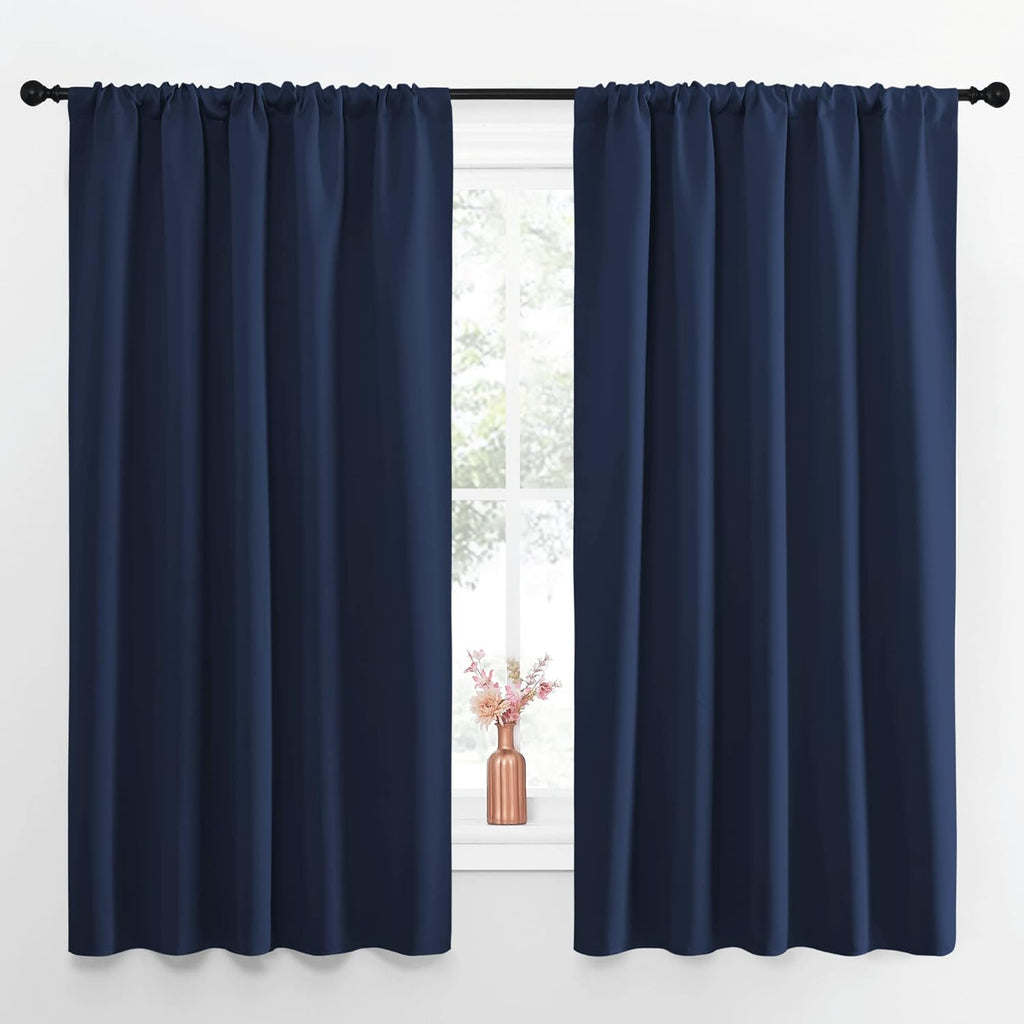 NICETOWN Navy Curtains Blackout Draperies - Modern Design Thermal Insulated Rod Pocket Blackout Drapes for Kid's Bedroom, Window Covering…