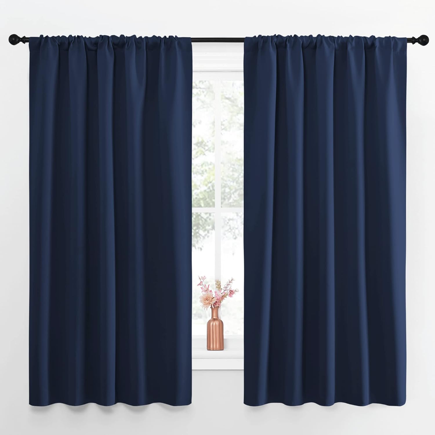 NICETOWN Navy Curtains Blackout Draperies - Modern Design Thermal Insulated Rod Pocket Blackout Drapes for Kid's Bedroom, Window Covering…