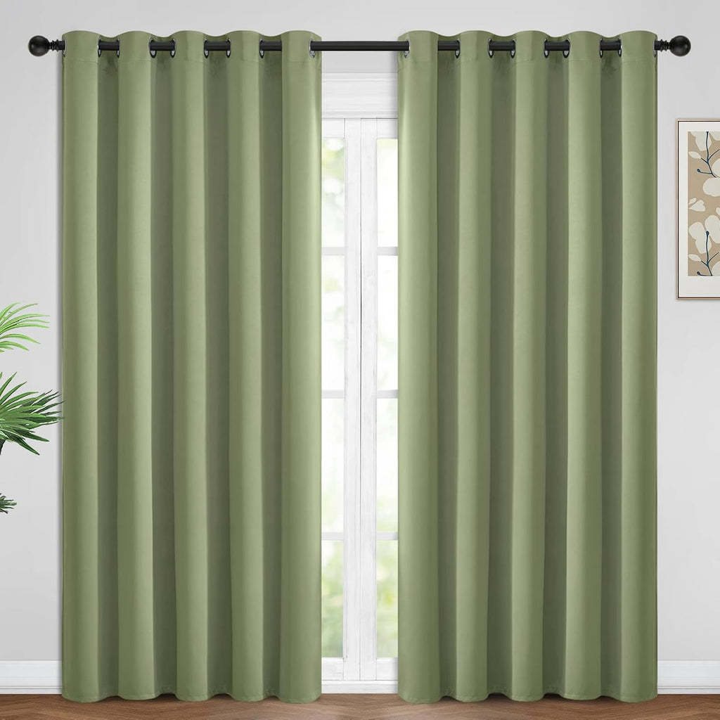 Yakamok 84 Inch Length Blackout Curtains for Bedroom, Light Blocking Drapes Room Darkening Thermal Insulated Solid Grommet Panels for…