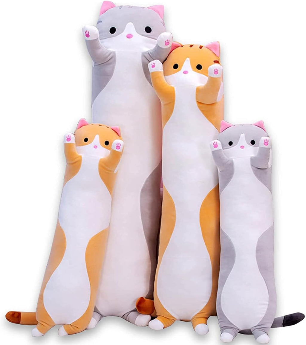 Oeonuas Cute Cat Plush Long Body Pillow Cuddle Cartoon Stuffed Animals Cat Plushie Soft Doll Pillows Gifts for Kids Girls (Gray, 51 Inches)…