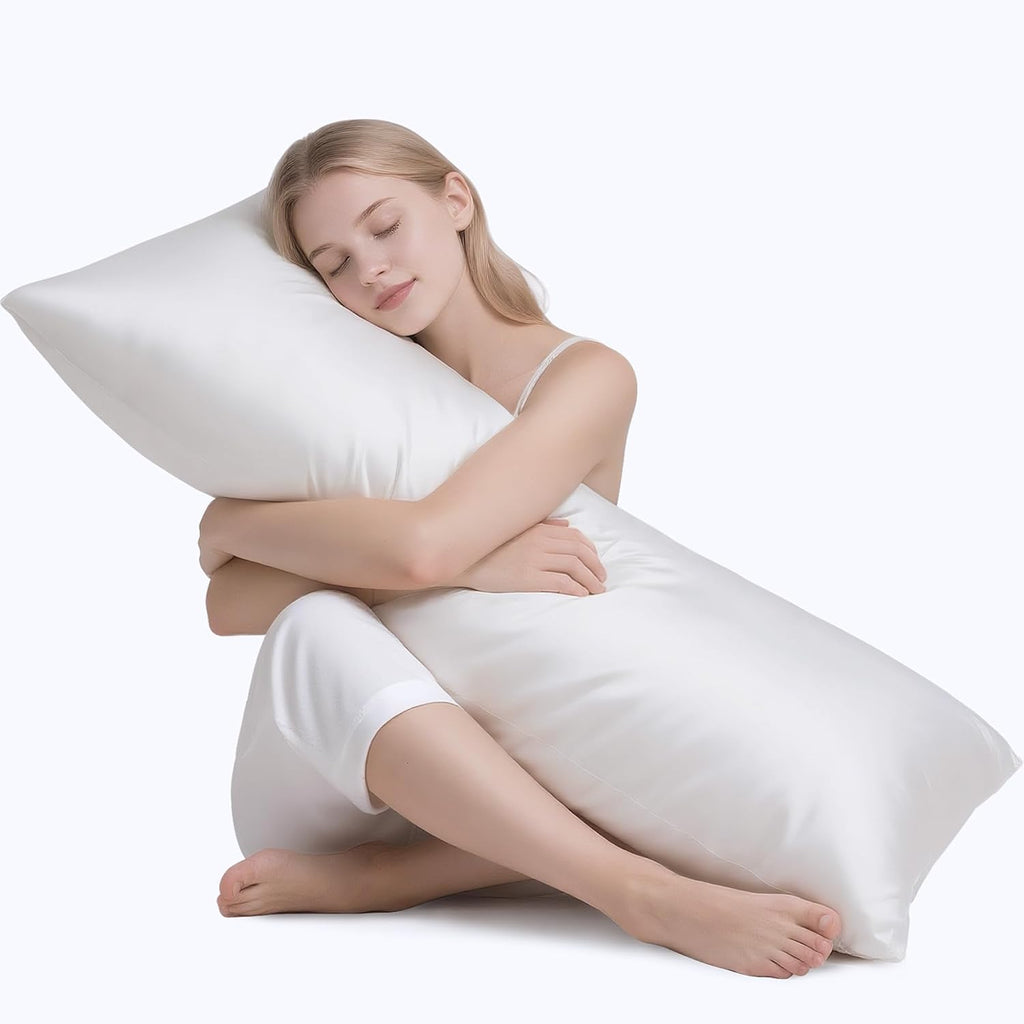 MR&HM Satin Body Pillow Cover, Soft and Breathable Body Pillow Case with Envelope Closure, Cooling and Silky Long Pillowcase for Hair and…