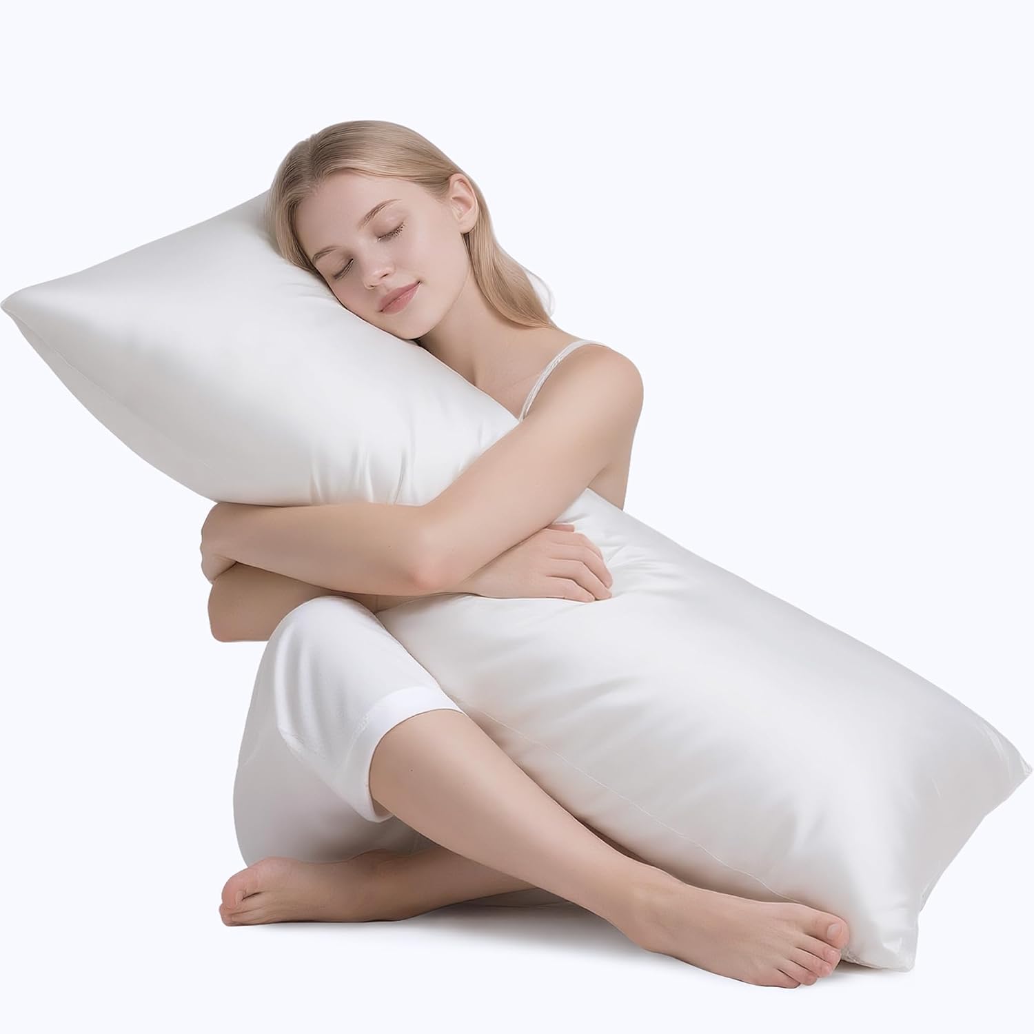 MR&HM Satin Body Pillow Cover, Soft and Breathable Body Pillow Case with Envelope Closure, Cooling and Silky Long Pillowcase for Hair and…