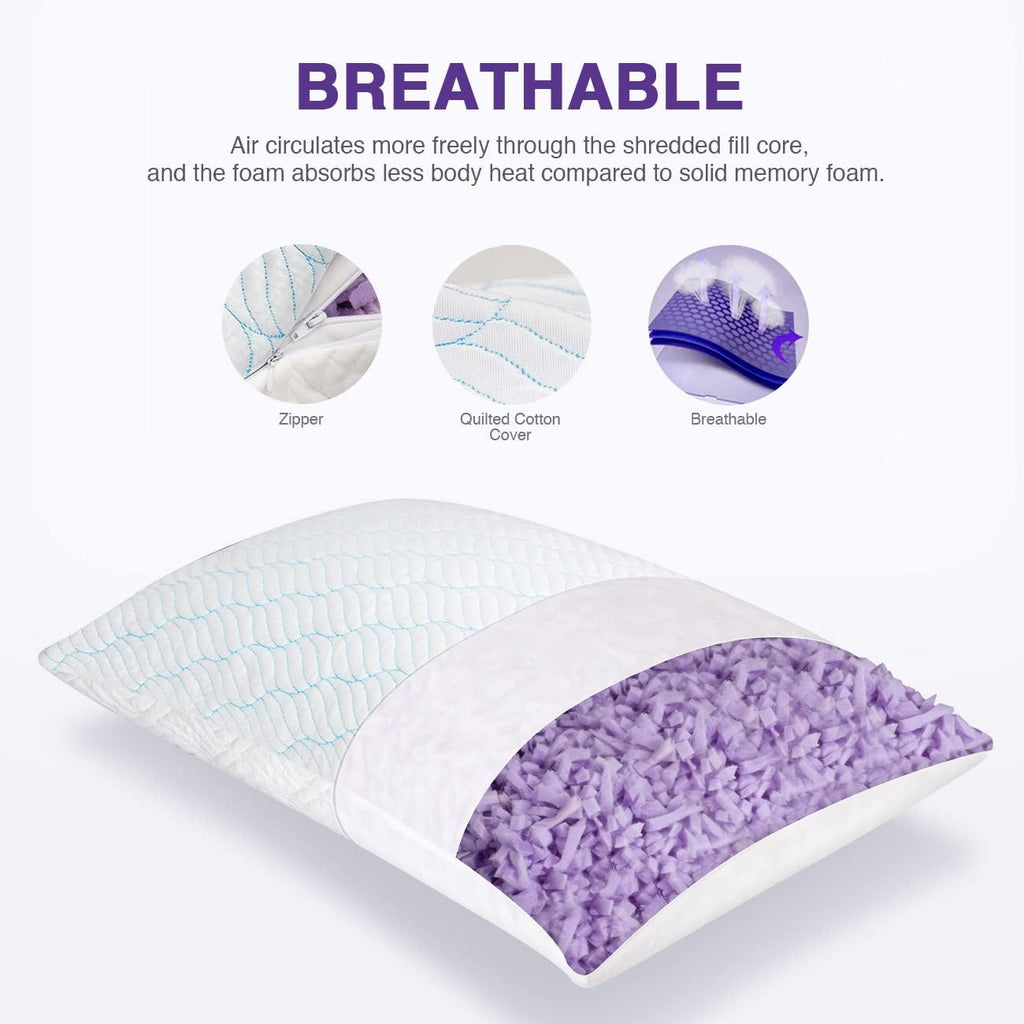 WISHSMILE Cooling King Size Pillows, Pillow King Size Set of 2 Shredded Memory Foam, Cool Cold for Sleeping with Zipper, Adjustable…