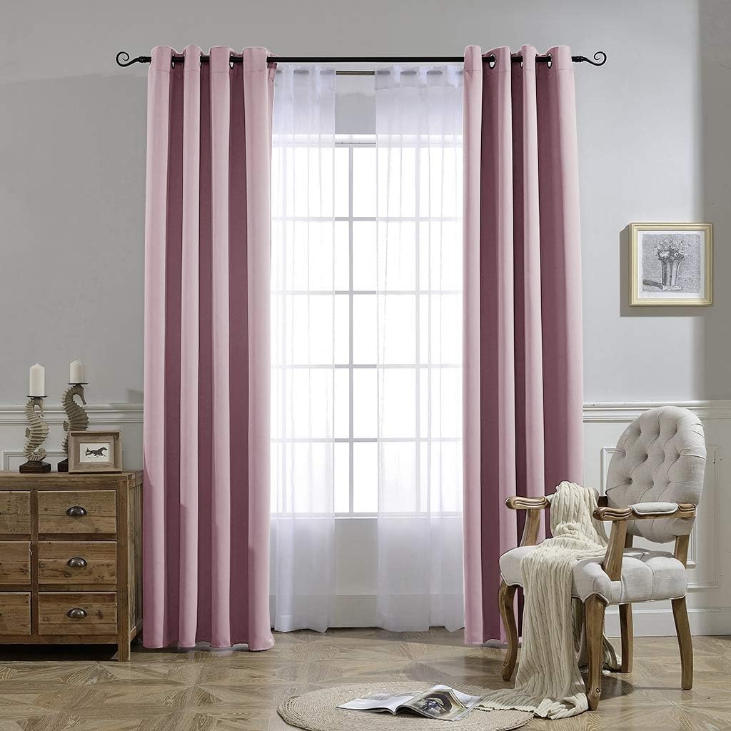 Nicetown Bedroom Curtains Room Darkening Draperies - Home Fashion Microfiber Thermal Insulated Solid Grommet Curtains for Kitchen (Lavender…