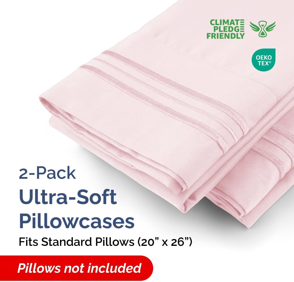 Standard Pillow Cases Set of 2 - Ultra-Soft Hotel Quality Pillowcase Covers - Comfy & Wrinkle Free - Stain and Fade Resistant - Machine…