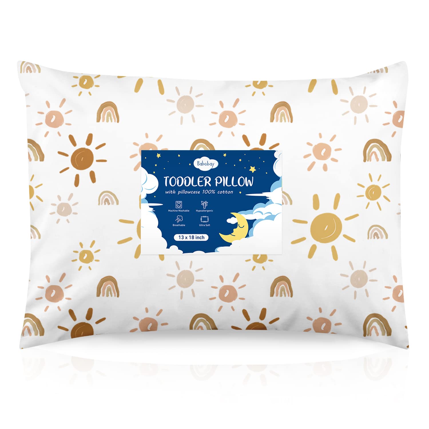 Babebay Toddler Pillow,13X18 Toddler Pillows for Sleeping, Machine Washable Kids Pillow with Pillowcase, Perfect for Travel, Toddlers Cot…