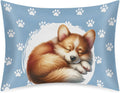 Satin Pillowcase for Hair and Skin Blue Paw Print Dog Soft Silk Pillow Case with Envelope Closure Cooling Pillow Cases Slip Standard Size…