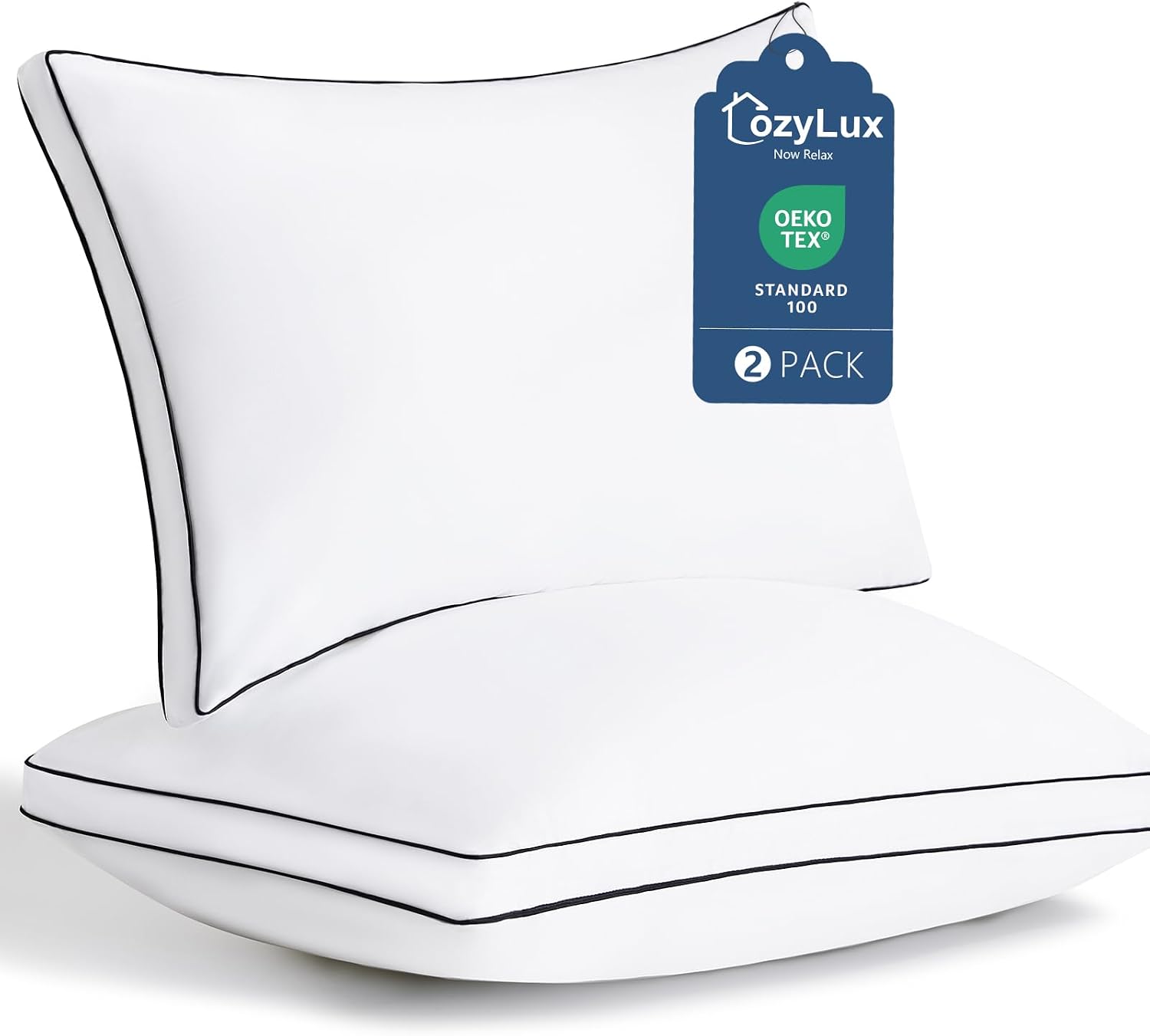CozyLux Pillows Queen Size Set of 2, Soft and Supportive 3D Down Alternative Bed Pillow for Sleeping 2 Pack White, Luxury Hotel Quality Gus…