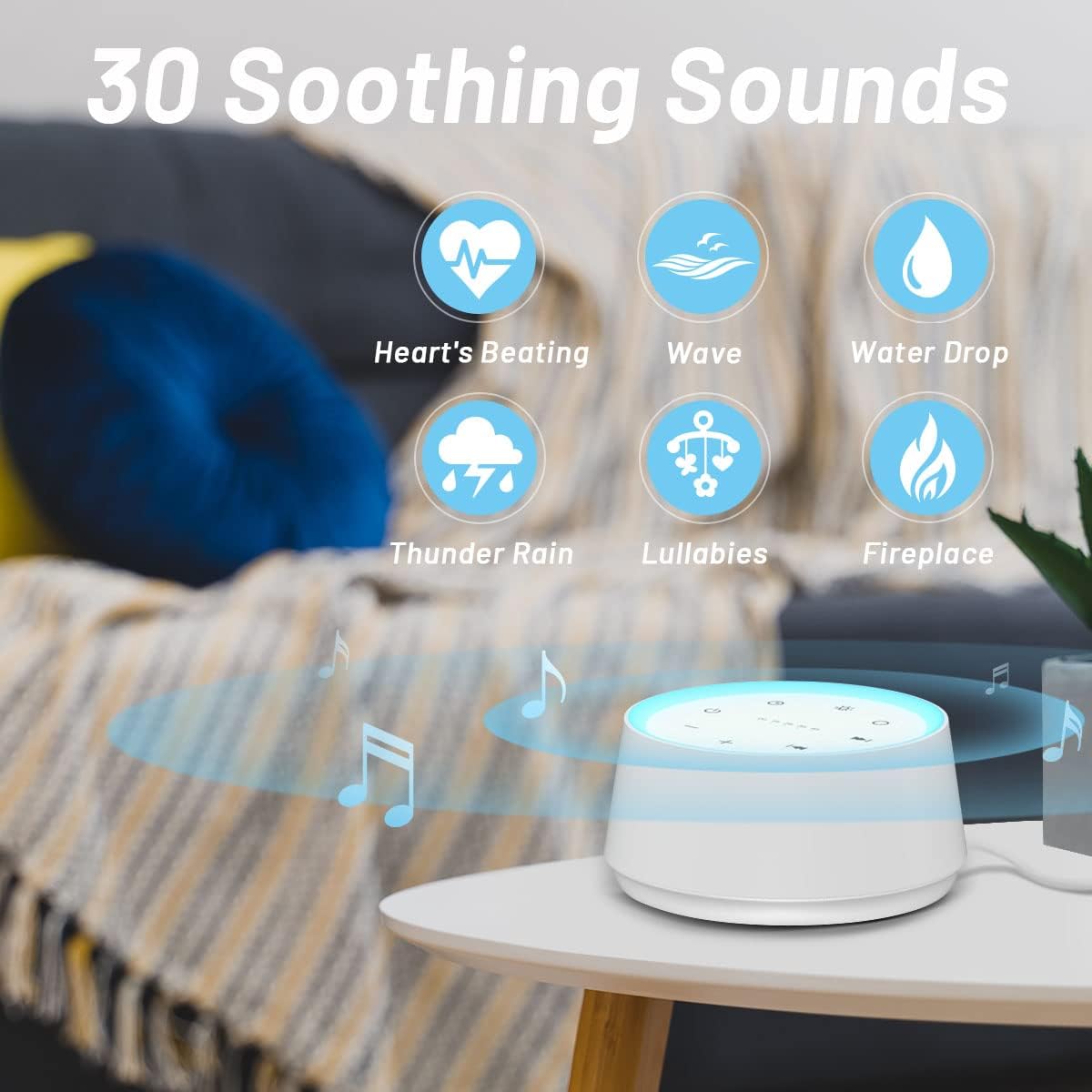 EasyHome Sleep Sound Machine White Noise Machines with 30 Soothing Sounds 12 Adjustable Night Light 10 Adjustment Brightness 32 Levels of V…