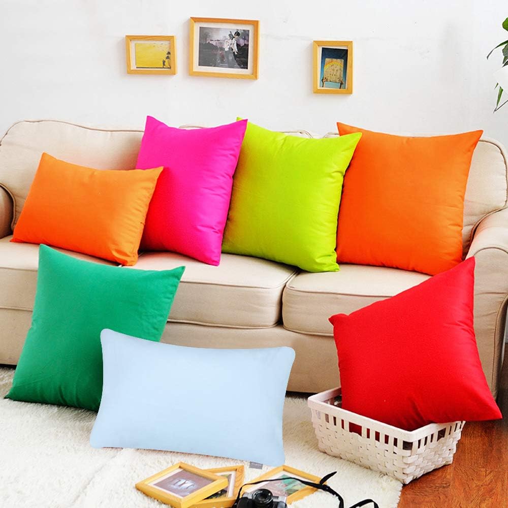 Thmyo 4-Pack 100% Cotton Lumbar Comfortable Solid Decorative Throw Pillow Case, Thmyo Rectangle Cushion Cover Pillowcase Sublimation Blank P…