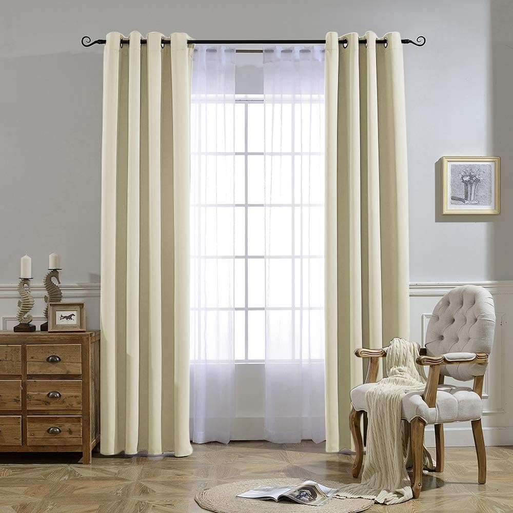 Nicetown Room Darkening Curtains 108 inch Length - Grommet Thermal Insulated Window Treatments Solid Panels for Living Room/Bedroom/Villa,…
