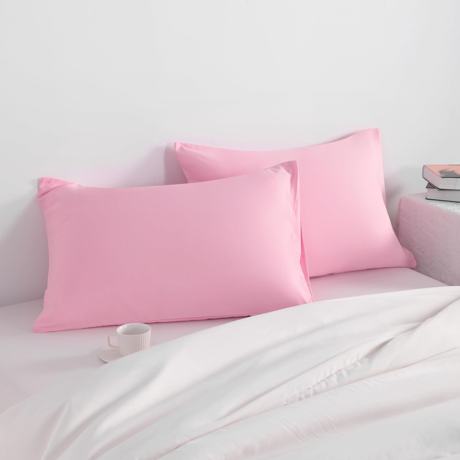 Ntbay Standard Pillow Cases Set of 2, 2 Pack Brushed Microfiber 20x26 Pillow Cases, Soft, Wrinkle, Fade, Stain Resistant Pink Pillow Cases…
