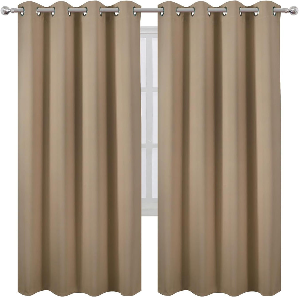 Lemomo Natural Thermal Blackout Curtains/52 x 72 Inch/Set of 2 Panels Room Darkening Curtains for Bedroom 72 Inch silver