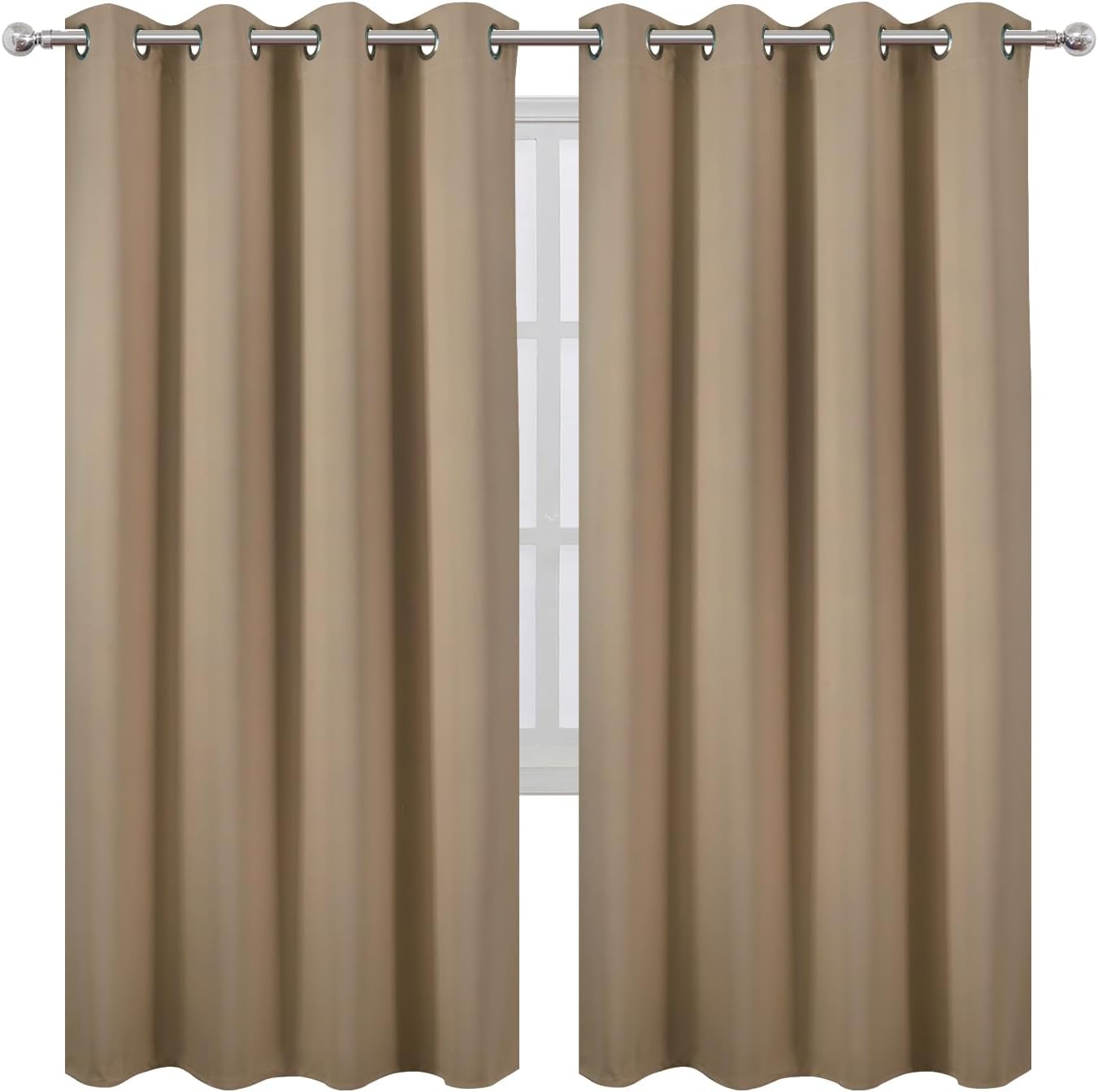 Lemomo Natural Thermal Blackout Curtains/52 x 72 Inch/Set of 2 Panels Room Darkening Curtains for Bedroom 72 Inch silver
