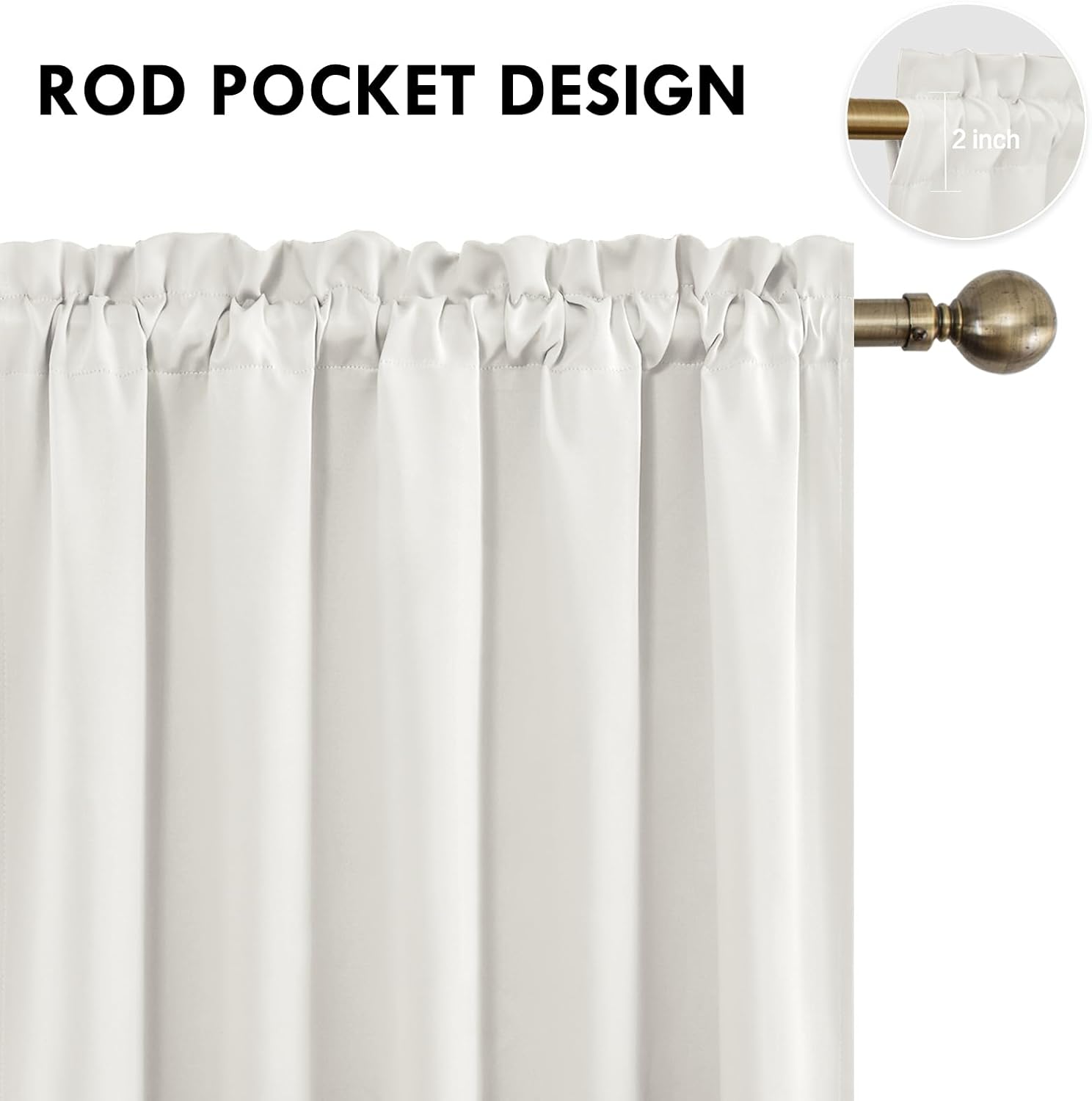 DWCN Short Ivory Blackout Curtains for Small Window, Thermal Insulated Energy Saving Room Darkening Curtains for Kitchen/Bedroom (W60 x…
