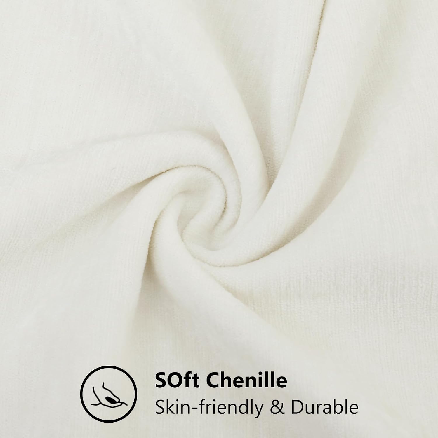 decorUhome Chenille Cream White Throw Pillow Covers 24x24 Inch Set of 2, Decorative Soft Couch Pillow Covers Solid Dyed Accent Farmhouse Ne…