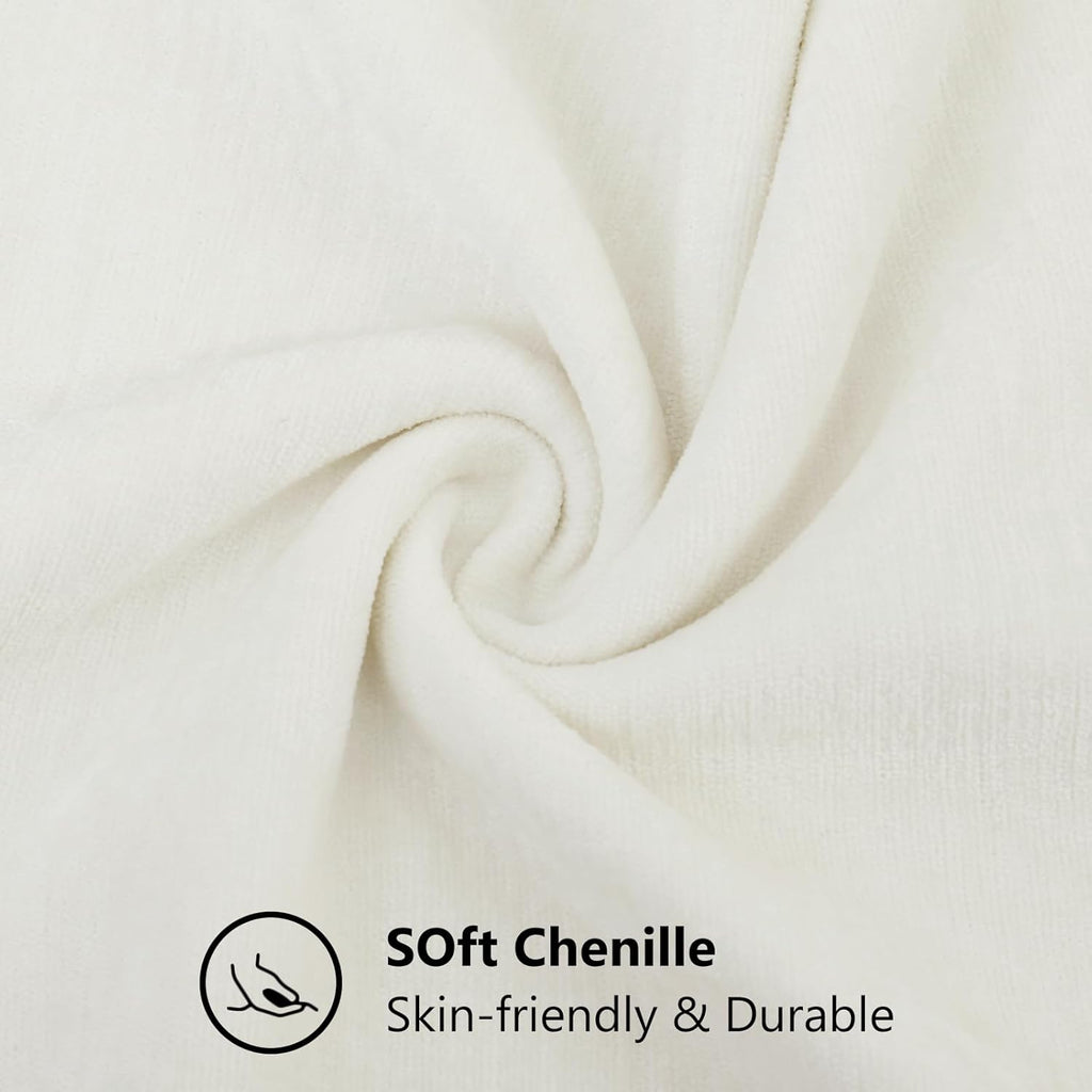 decorUhome Chenille Cream White Throw Pillow Covers 22x22 Inch Set of 2, Decorative Soft Couch Pillow Covers Solid Dyed Accent Farmhouse Ne…