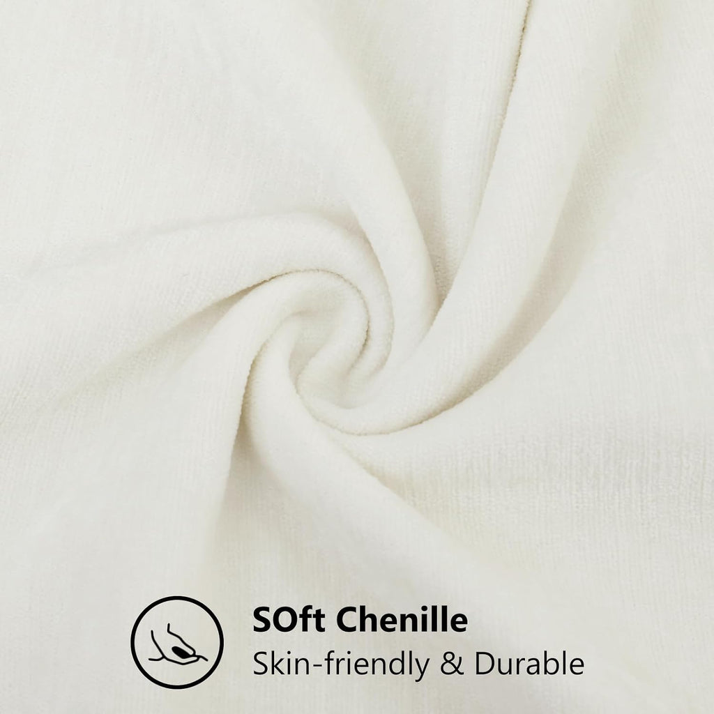 decorUhome Chenille Cream White Throw Pillow Covers 20x20 Inch Set of 2, Decorative Soft Couch Pillow Covers Solid Dyed Accent Farmhouse Ne…