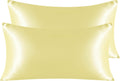 Ntbay 2 Pack Satin King Pillowcases for Hair and Skin, Luxurious and Silky Pillow Cases with Envelope Closure, 20x40 Inches, Light Yellow 2…