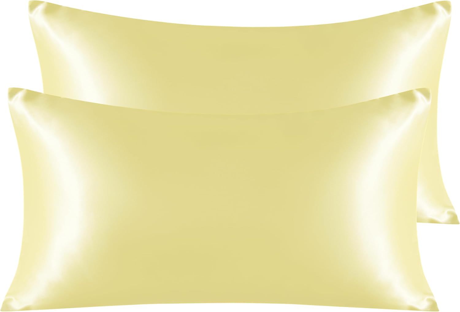Ntbay 2 Pack Satin King Pillowcases for Hair and Skin, Luxurious and Silky Pillow Cases with Envelope Closure, 20x40 Inches, Light Yellow 2…