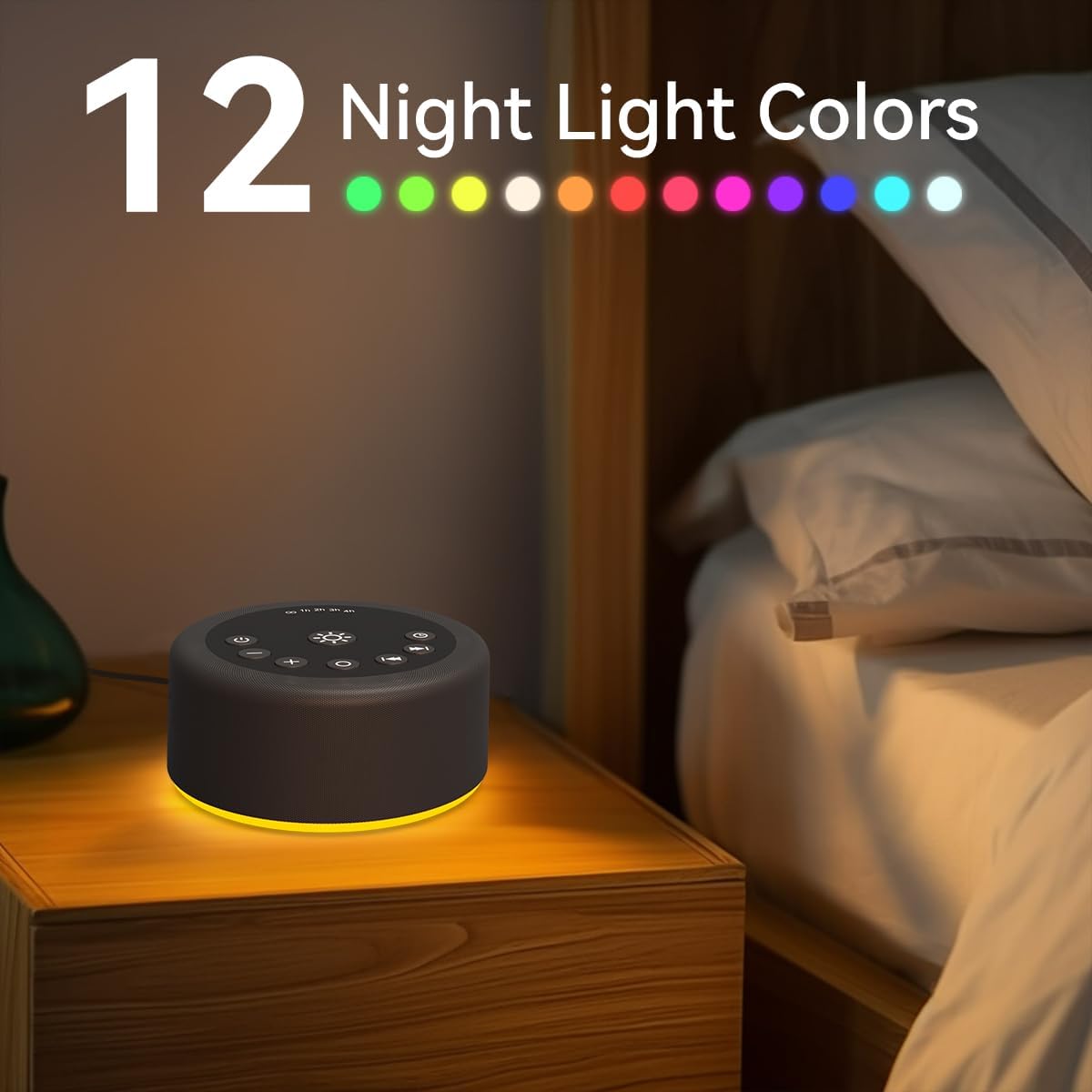 Hushingwhitenoisemachine Sound Machine White Noise Brown Noise Machine Night Light 30 Non Looping Sounds 12 Lights 5 Timers Sleep Sounds Ma…