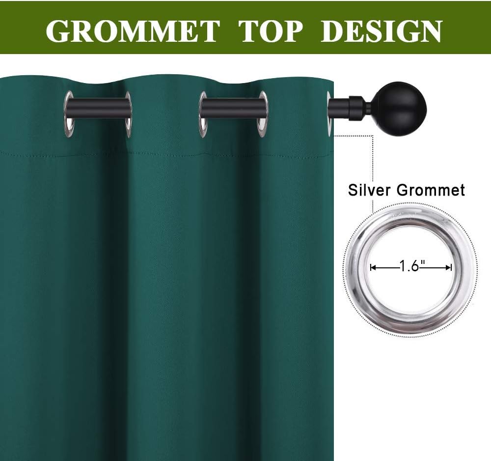 NICETOWN Patio Glass Door Panel - 120" W x 84" L, Hunter Green, Blackout Curtain for Bedroom/Living Room, Privacy Panel Drape