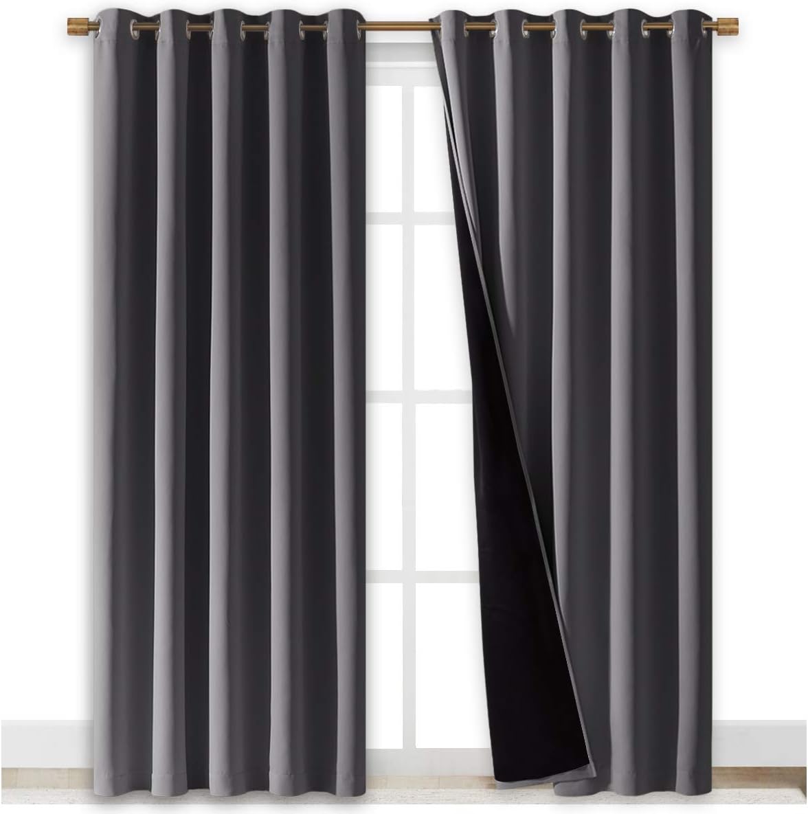 Nicetown Grey Full Shade Curtain Panels, Pair of Energy Smart & Noise Blocking Out Blackout Drapes for Dining Room Window, Thermal Insulate…