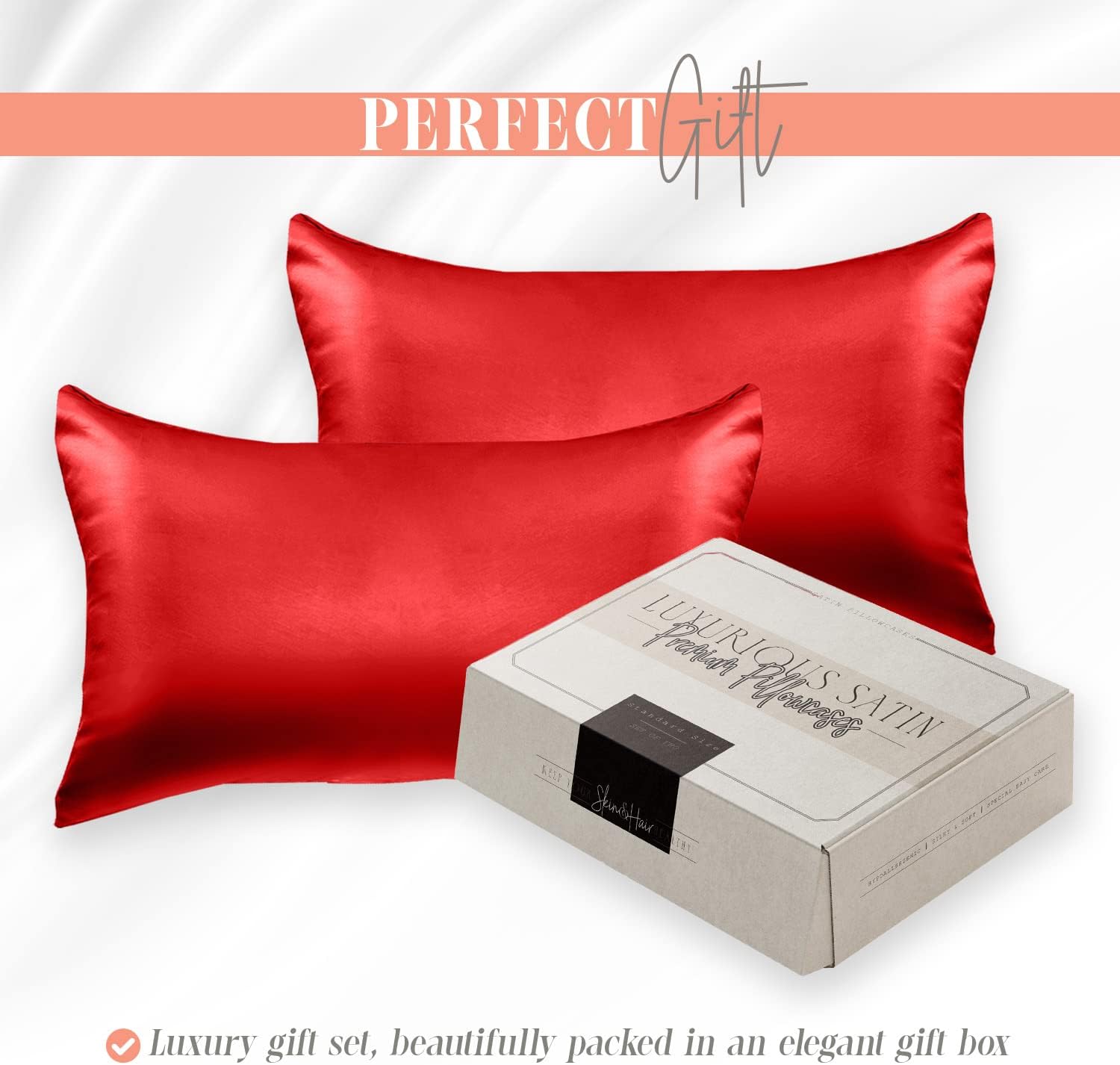 Elegantcomfort Elegant Comfort Silky and Luxurious 2-Piece Satin Pillowcase Set for Healthier Skin and Hair, Hidden Zipper Closure and Beau…
