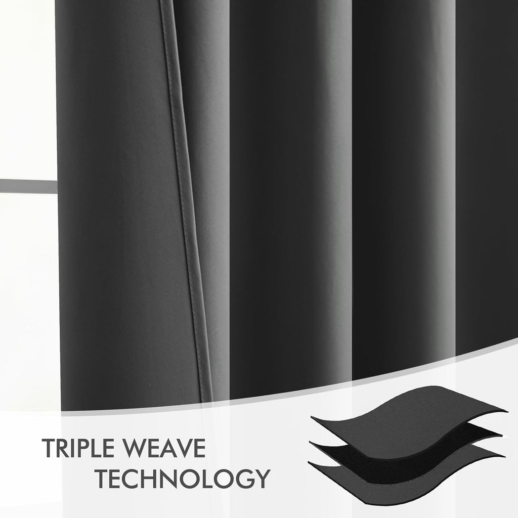 Miulee Back Tab Grey Blackout Curtains 102 Inch Long 2 Panels Set for Living Room Bedroom, Rod Pocket/Pinch Pleated Thermal Insulated Room…
