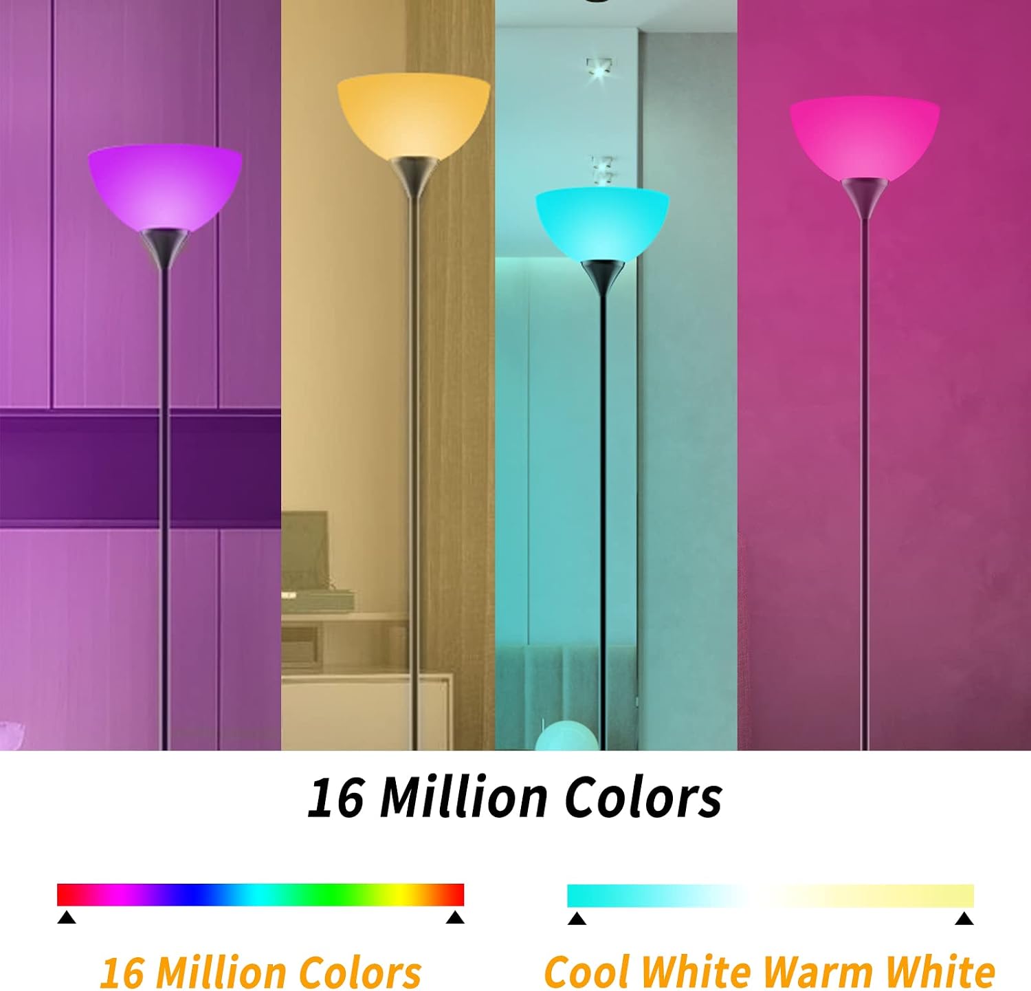 PESRAE Smart RGB Floor Lamps Work with Alexa, Google Assistant WiFi App, Modern Color Changing Floor Lamp, Dimmable Corner Floor Lamp for…