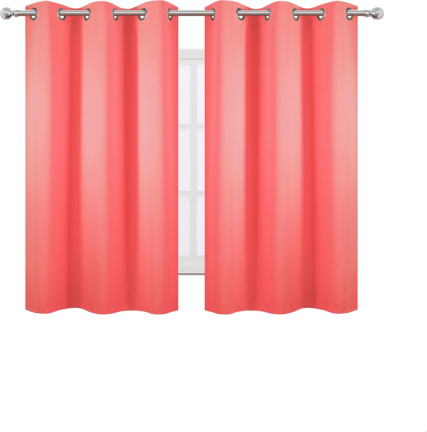 Lemomo Blackout Curtains 38 x 54 inch/Coral Curtains Set of 2 Panels/Thermal Insulated Room Darkening Bedroom Curtains 54 inch silver
