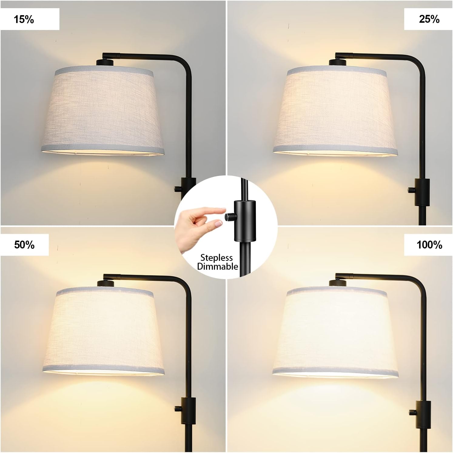 Upgraded】 Dimmable Floor Lamp, 1000 Lumens LED Edison Bulb Included, Arc Floor Lamps for Living Room Modern Standing Lamp with Linen…