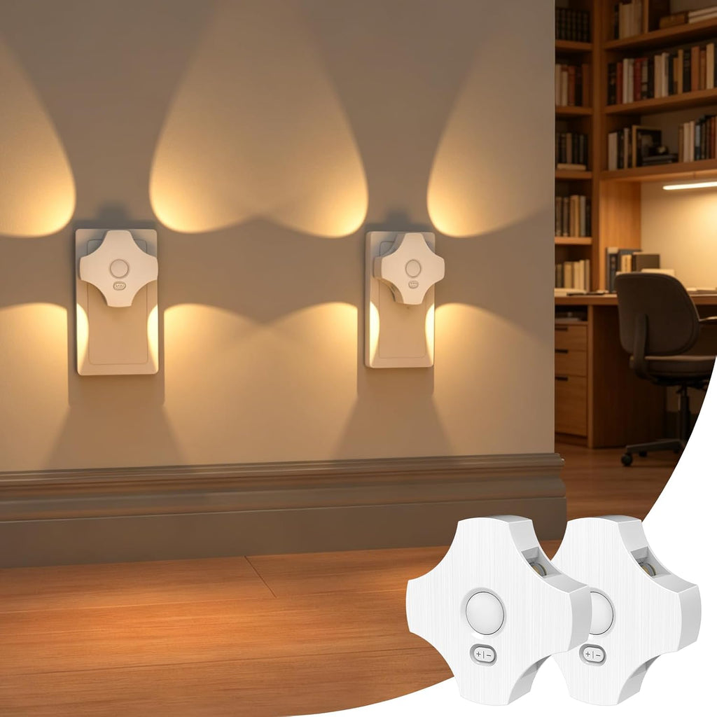 LED Motion Sensor Night Light, [2-Pack] Plug in Night Light with Motion Sensor and Dusk to Dawn Sensor, Brightness Adjustable, 3000K Soft…